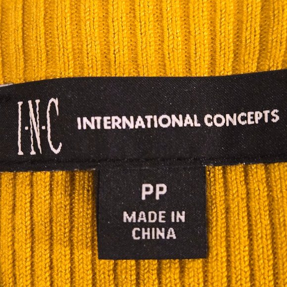 I.N.C Ribbed Short Sleeve Gold Sweater NWT Size Petite Petite - Picture 5 of 8